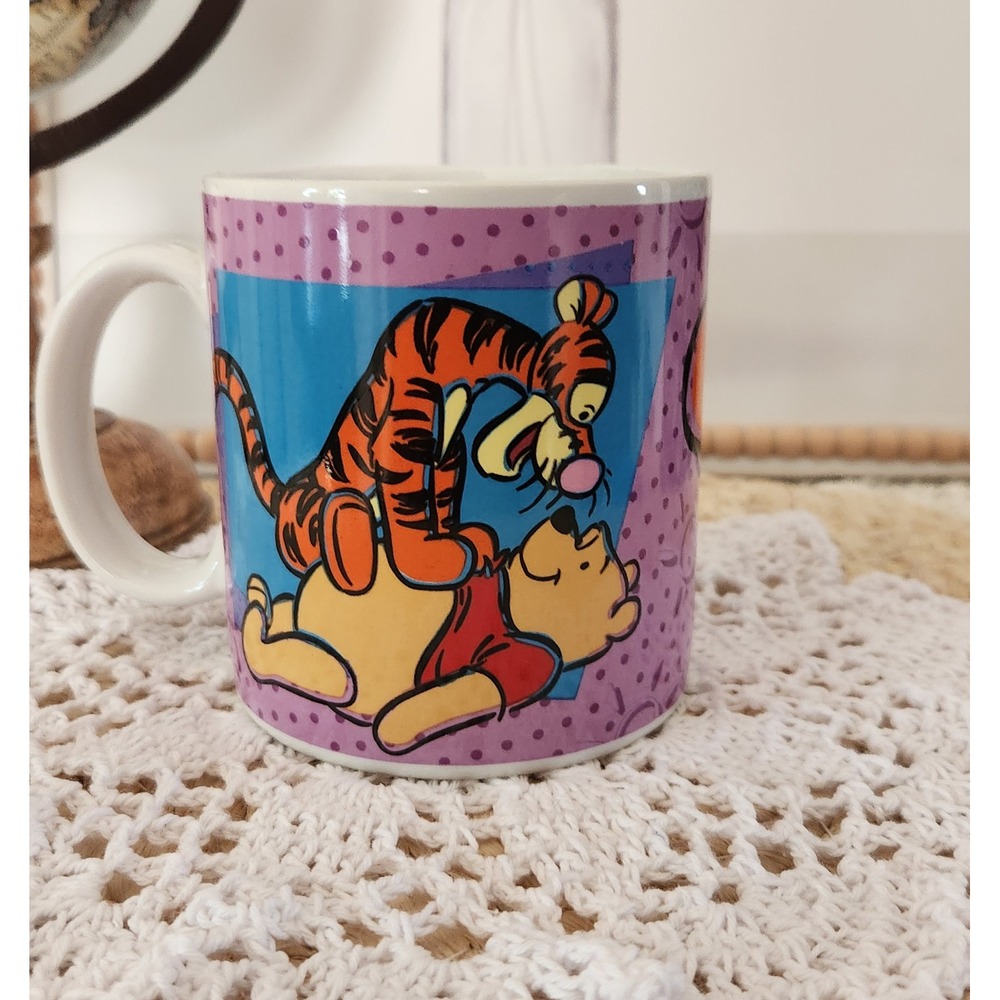 Vintage 1997 Disney Winnie the Pooh Tigger Coffee Mug Sakura NY Purple 90s Retro